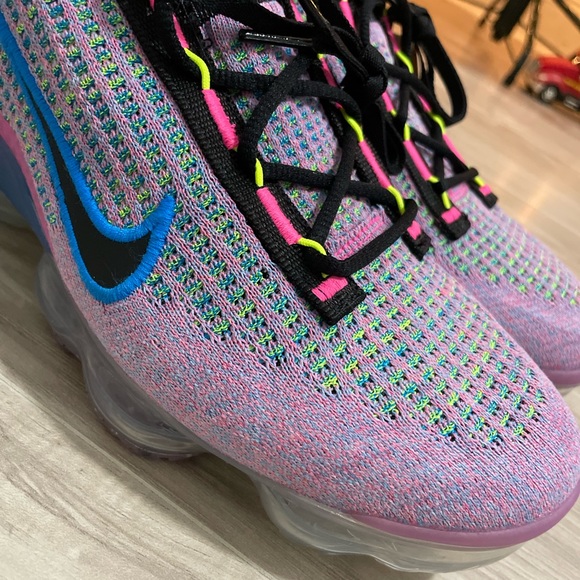 Nike Air Vapormax 2021 Flyknit Pink Blast Photo Blue DX3… - Picture 3 of 11
